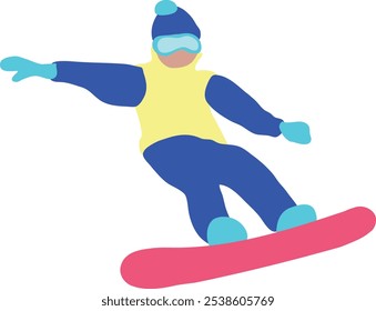 Cartoon Snowboarder, Vektorgrafik einzeln auf weißem Hintergrund