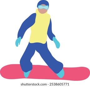 Cartoon Snowboarder, Vektorgrafik einzeln auf weißem Hintergrund