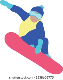 Cartoon Snowboarder, Vektorgrafik einzeln auf weißem Hintergrund