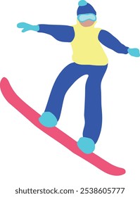 Cartoon Snowboarder, Vektorgrafik einzeln auf weißem Hintergrund