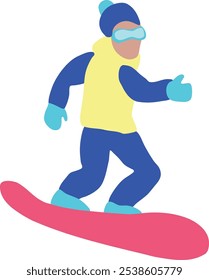 Cartoon Snowboarder, Vektorgrafik einzeln auf weißem Hintergrund