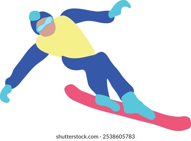 Cartoon Snowboarder, Vektorgrafik einzeln auf weißem Hintergrund