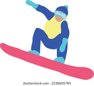 Cartoon Snowboarder, Vektorgrafik einzeln auf weißem Hintergrund