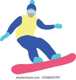 Cartoon Snowboarder, Vektorgrafik einzeln auf weißem Hintergrund