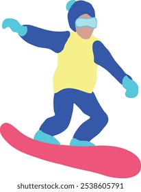 Cartoon Snowboarder, Vektorgrafik einzeln auf weißem Hintergrund