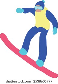 Cartoon Snowboarder, Vektorgrafik einzeln auf weißem Hintergrund