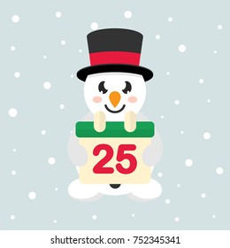 cartoon snowman with calendar