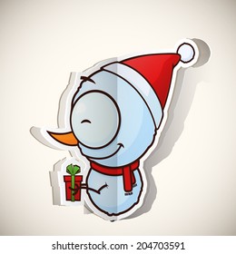 Cartoon snowman character cut out from paper. Vector collection.