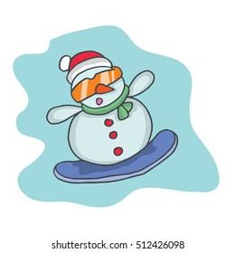 Cartoon snowman with glasses and hat