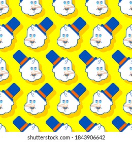 Cartoon snowman head pattern seamless. Christmas and new year illustration. Baby fabric ornament