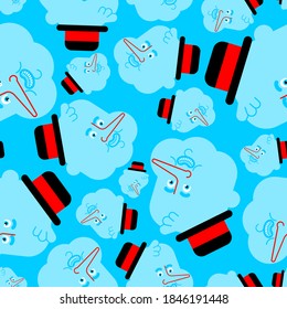 Cartoon snowman head pattern seamless. Christmas and new year illustration. Baby fabric ornament
