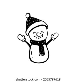 Cartoon snowman icon. Vector concept illustration for design.