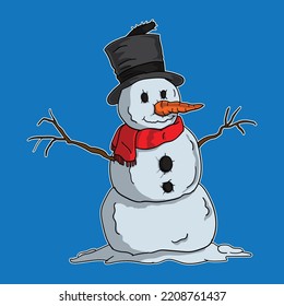 cartoon snowman illustration vector graphic