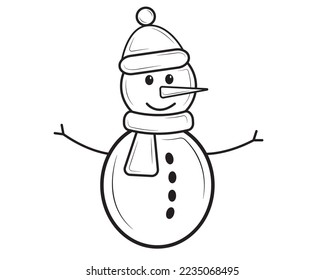 Cartoon snowman in isolate on a white background. Vector illustration.