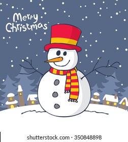 cartoon snowman isolated on white background