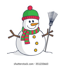 cartoon snowman isolated on white background