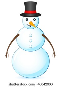 Cartoon snowman isolated on a white background. Vector illustration.