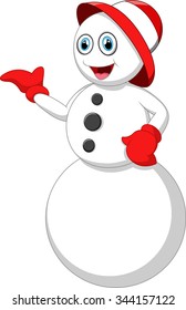 cartoon snowman presenting