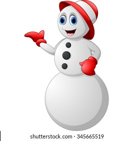 cartoon snowman presenting
