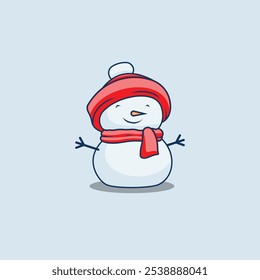 boneco de neve de desenho animado com chapéu vermelho
