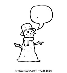 cartoon snowman with speech bubble cartoon snowman with speech bubble