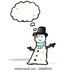 cartoon snowman with thought bubble