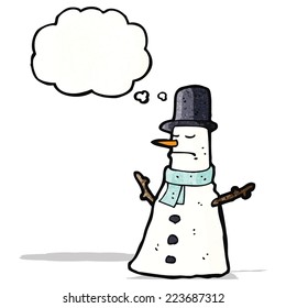 Cartoon-Schneemann auf einem Hut