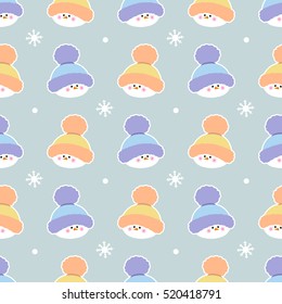 Cartoon snowman. Vector pattern
