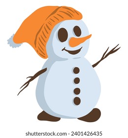 a cartoon snowman wearing a hat  ,good for graphic design resources.