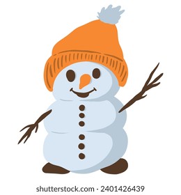 a cartoon snowman wearing a hat  ,good for graphic design resources.