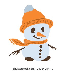 a cartoon snowman wearing a hat and scarf ,good for graphic design resources.