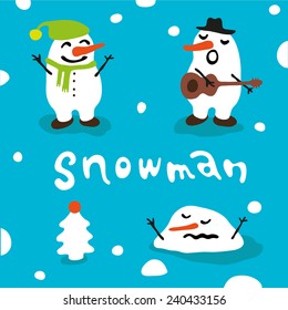 Cartoon snowmen set.
