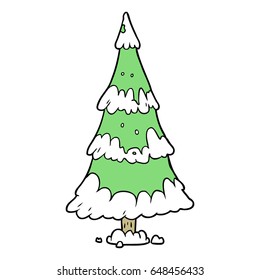cartoon snowy christmas tree