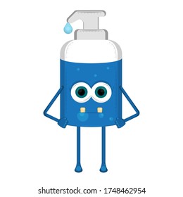 Cartoon of a soap bottle. Virus protection - Vector