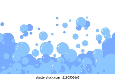 Cartoon Soap Foam. Bubbles Suds Framing Shower Gel Or Fizzy Drink, Abstract Frame Of Carbonated Water. Vector Illustration. Bathroom Hygienic Froth Border. Washing Detergent Liquid