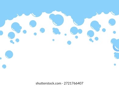 As bolhas de espuma de sabão de desenho animado gel de banho, shampoo, barbear, mousse. Ilustração vetorial