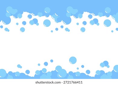 Cartoon Seife Schaumblasen Laugen Rahmung Dusche Gel, Shampoo, Rasieren, Mousse. Vektorgrafik