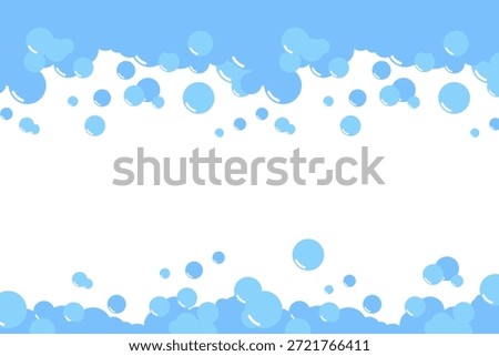 Cartoon soap foam bubbles suds framing shower gel, shampoo, shaving, mousse. Vector illustration