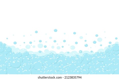 Espuma de jabón de caricatura. Ilustración vectorial de una caricatura abstracta espuma azul de jabón con burbujas en un fondo blanco.