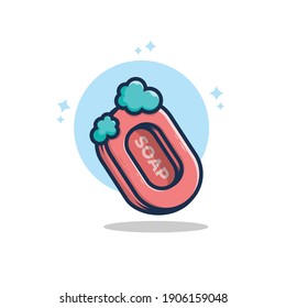 cartoon soap vector illustration design with foam. flat cartoon style