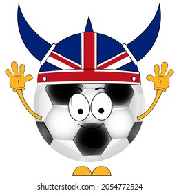 Cartoon soccer ball. A football fan. The England national team.