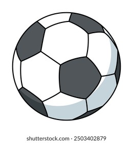 Cartoon soccer ball on white background. Sports equipment for games. Football ball.