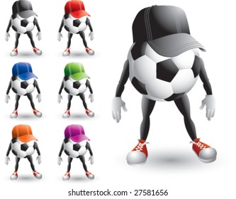cartoon soccer balls with hats