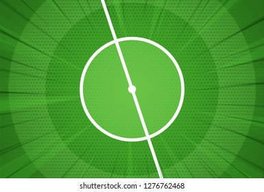 Cartoon soccer field vector background. Halftone football playground with circles texture template. ESP10