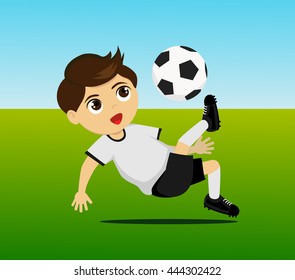 Cartoon soccer kid. Vector clip art illustration with simple gradients. Illustration of football players