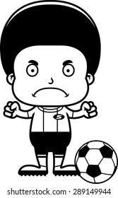 A cartoon soccer player boy looking angry.