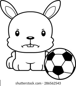 A cartoon soccer player bunny looking angry.