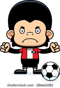 A cartoon soccer player chimpanzee looking angry.