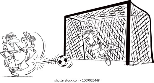 Cartoon Soccer Player Duel