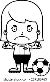 A cartoon soccer player girl looking angry.